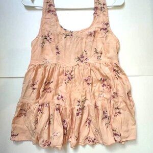 NWT American Eagle Floral Babydoll Top - Pink/Peach - Extra Small